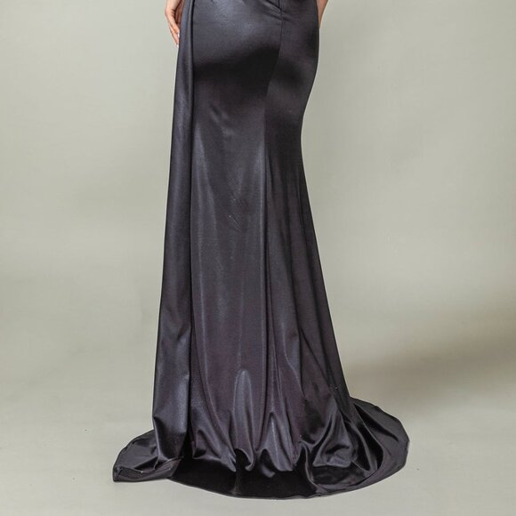 New Strapless Beaded Evening Gown w/ Drapped Waistline & Sweetheart Neck DQ 4414 - Picture 8 of 8
